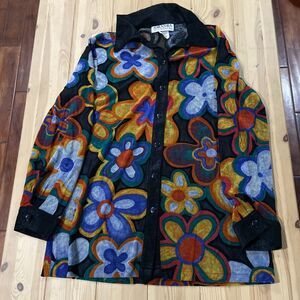 Vintage Amanda  Womens  Medium  Button-Up Long Sleeve Blouse Floral Boho